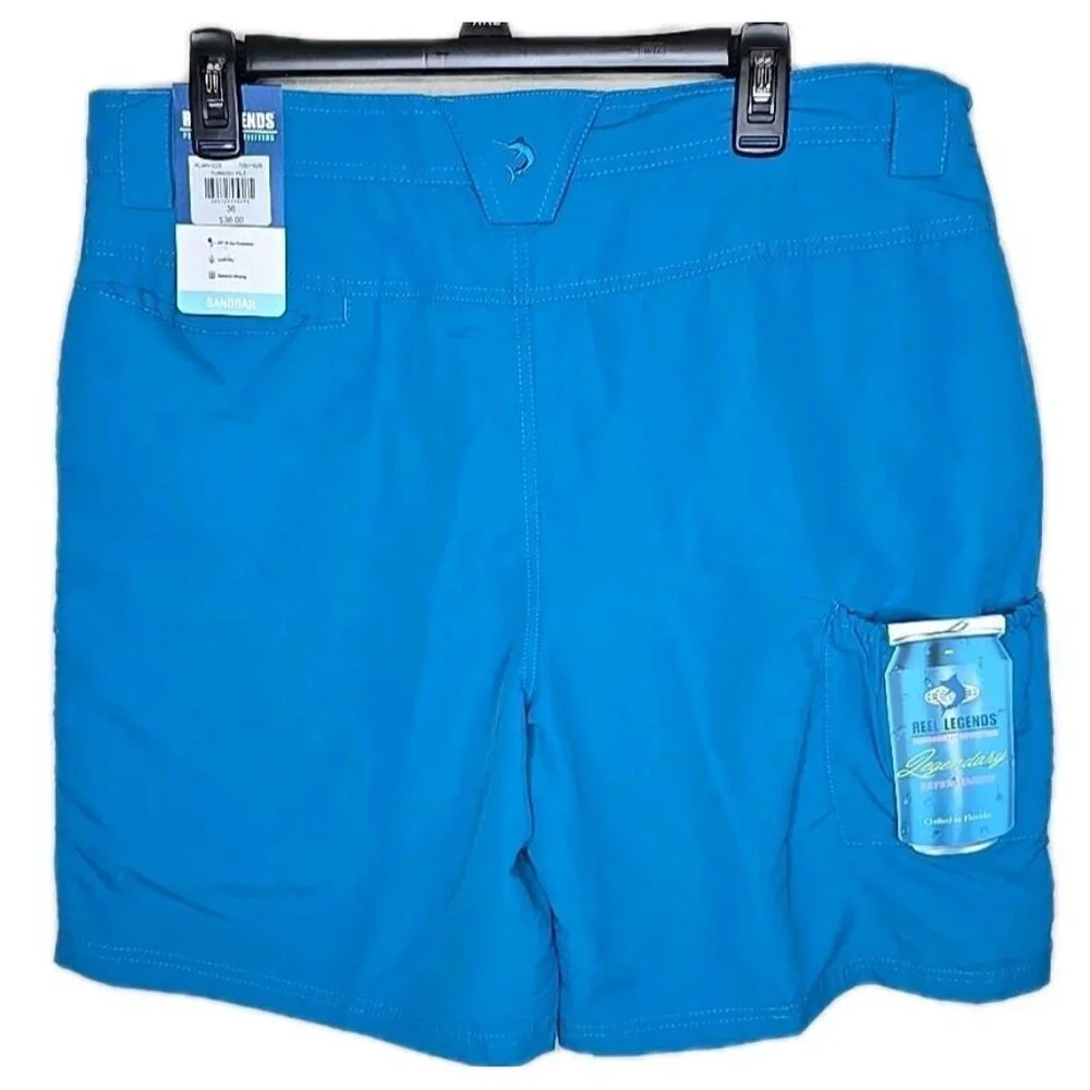 Reel Legends NWT Sandbar Men's Shorts Size 36 Blue UPF 50 Wicking Boating t72